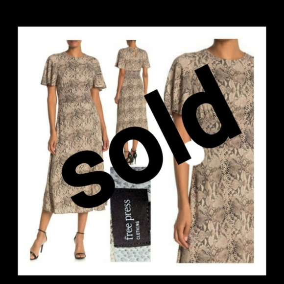 FREE PRESS Reptile Butterfly Sleeve Dress - Picture 1 of 6